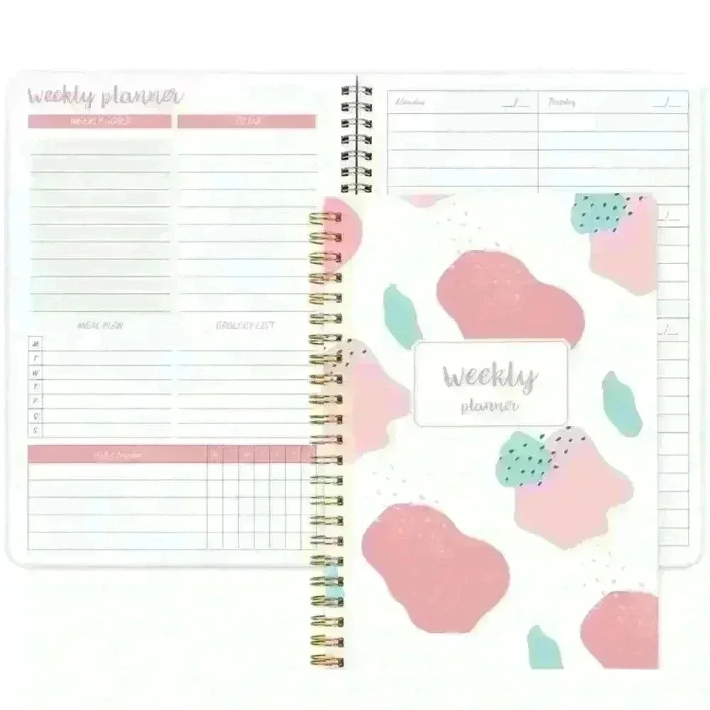 Weekly Planner and Pink Series Highlighter Pen Set Bundle